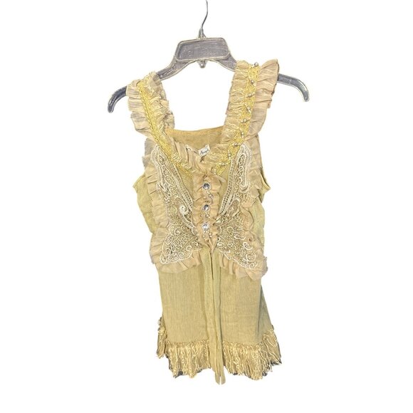 Pretty Angel Womens NWT Lace & Ruffle Sleeveless Top S - Picture 1 of 5